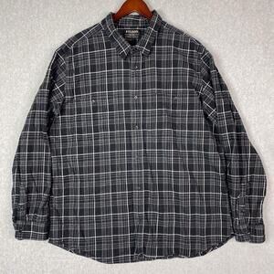 Filson Mens XXL Plaid Flannel Button Up Shirt Long Sleeve Black Grey 2XL
